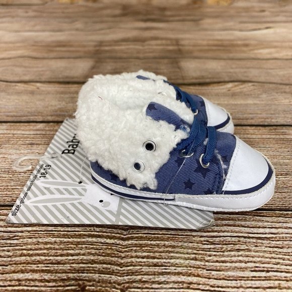 Baby Sporty Shoes Infant Size 18 / 19 Slip On Faux Fur Trim Sneakers - NEW - Picture 3 of 4